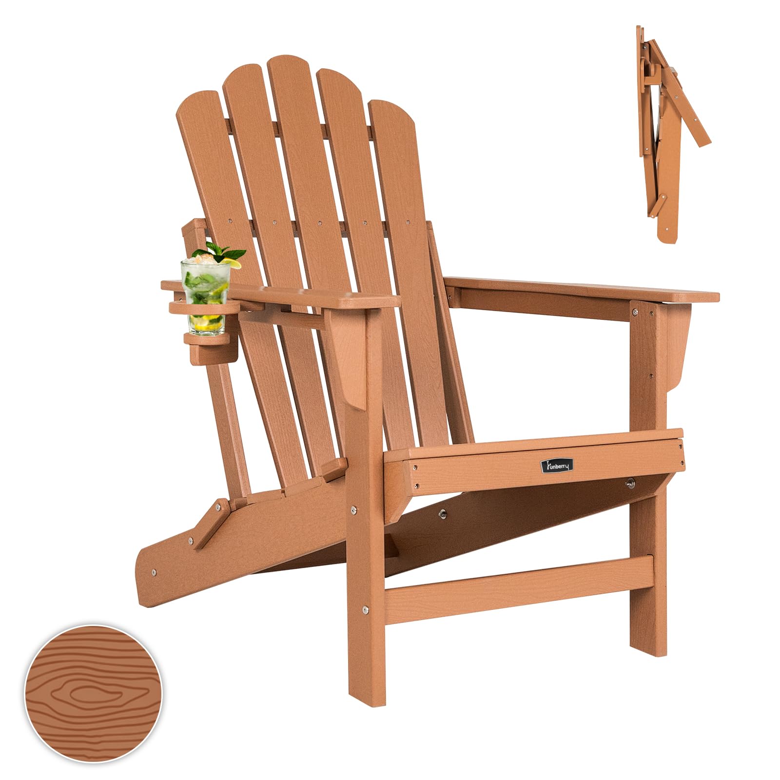 FUNBERRY Oversized Folding Adirondack Chair, Fire Pit Chairs 400LBS