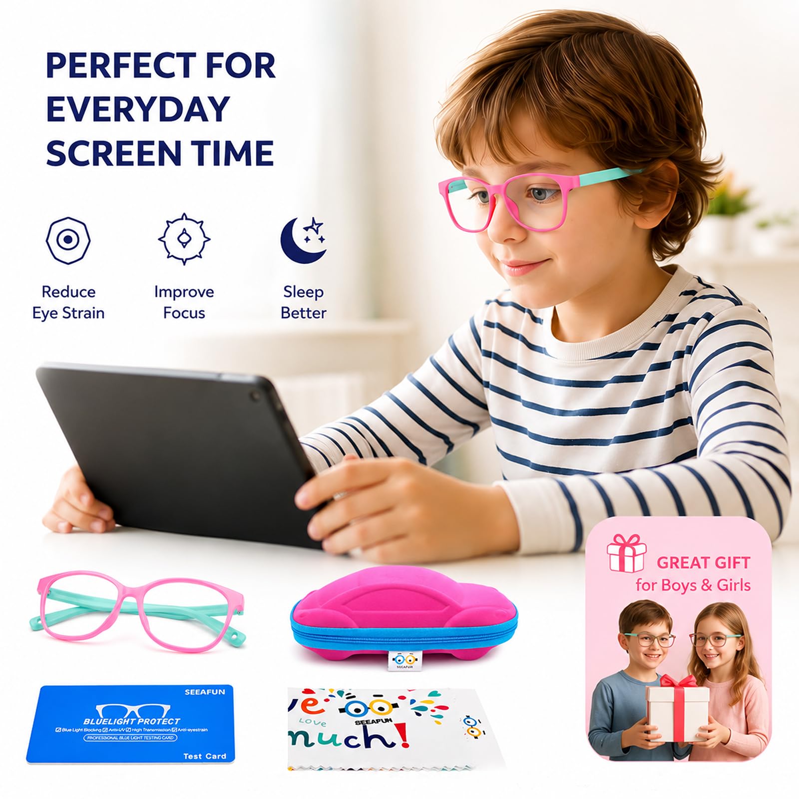 Amazon.com: SEEAFUN Blue Light Glasses for Kids Girls Boys with