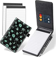 Vista 10 de Juego de 4 mini bloc de notas de bolsillo, diseño de pez Koi japonés de piel sintética, soporte para notas con 2 ranuras para tarjetas, 1 lápiz