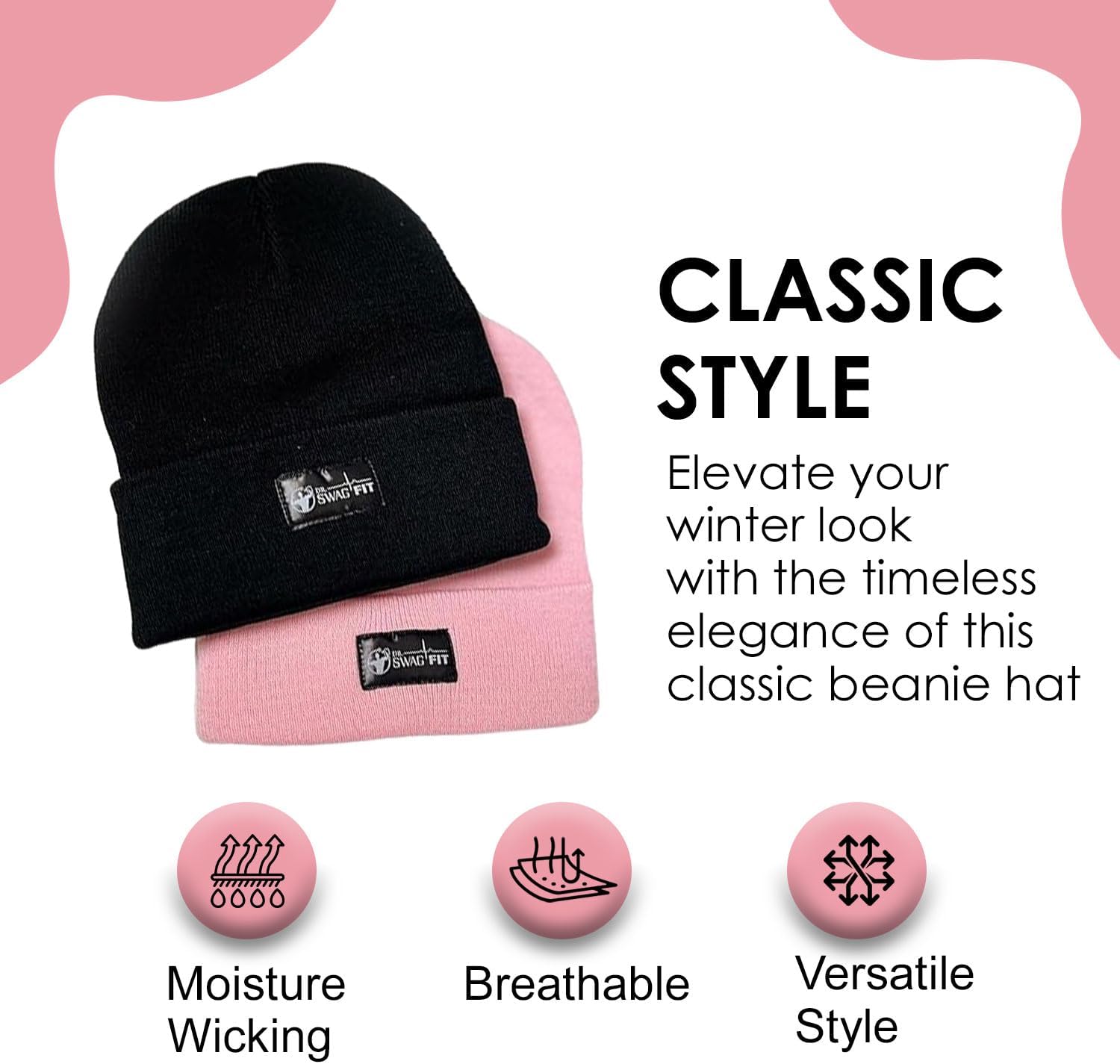 Beanie, Beanie for Women and Men, Classic Stretchy Fleece Winter Skull Cap, Soft and Comfy Wool Knitted Beanie Black - Image 3