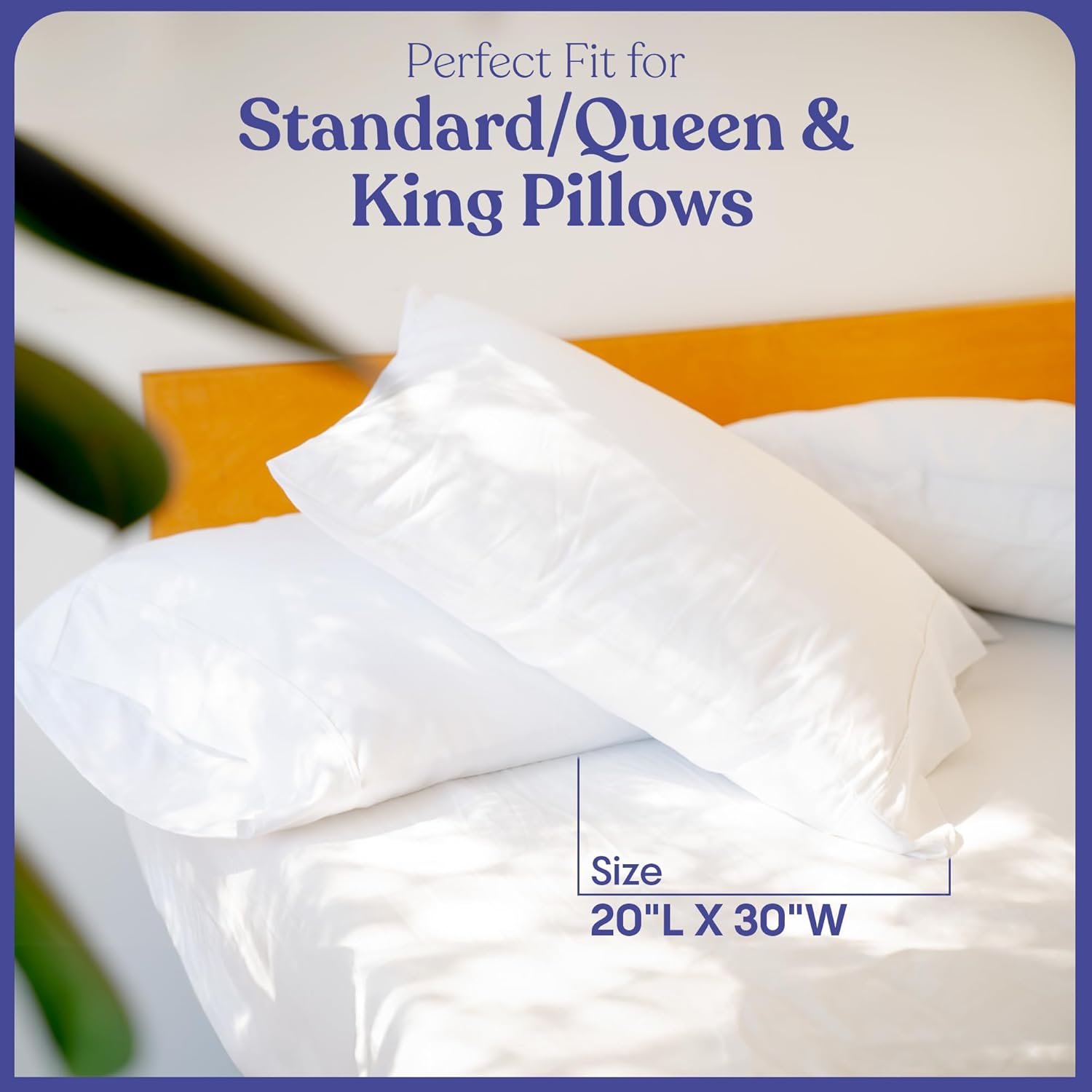 FluffCo Cooling Pillowcases, Queen Size, 100% Cotton, Machine Washable, Breathable, Set of 2 - Image 4