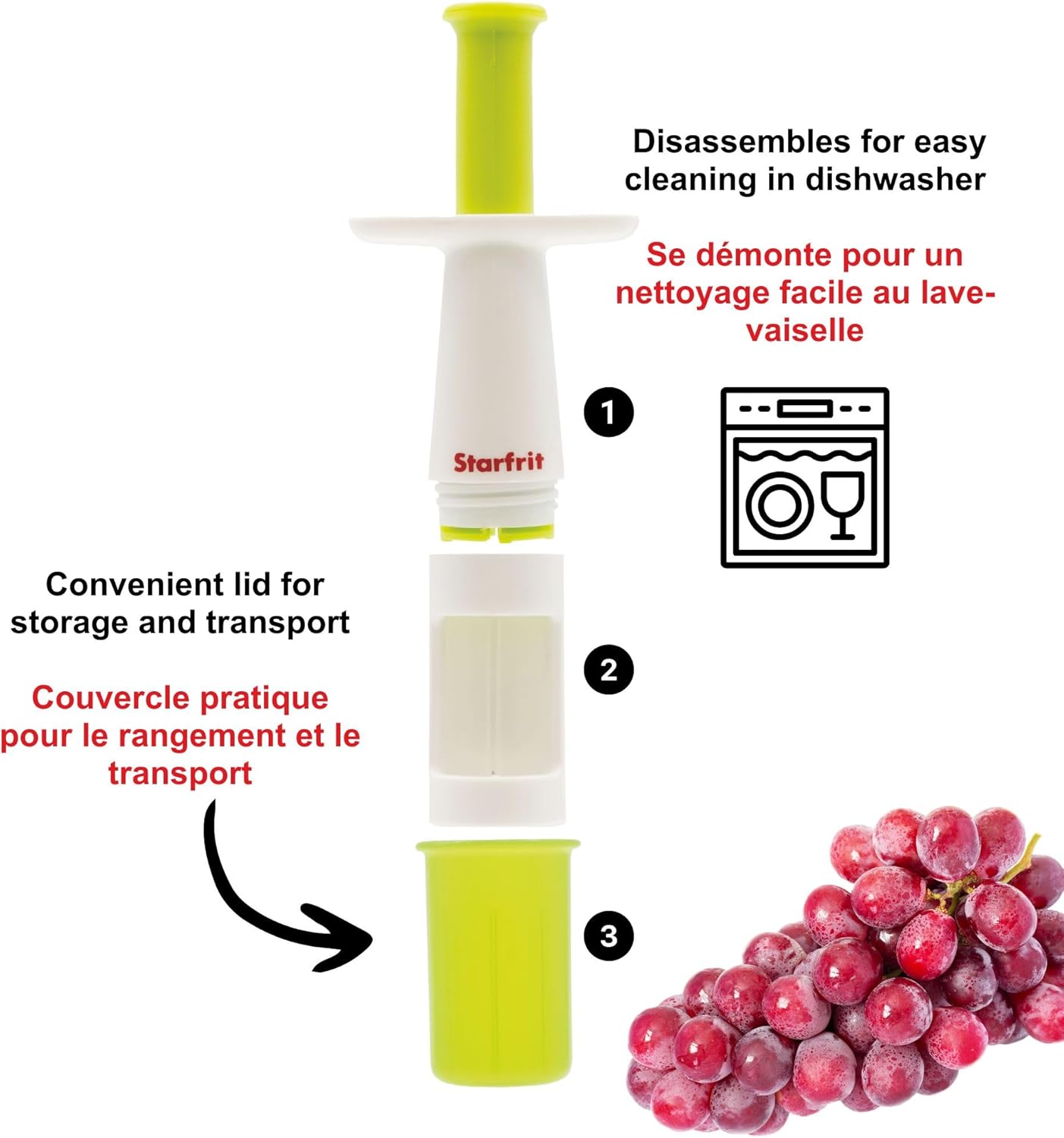 Starfrit Tot Quarter Cutter - Slices Grapes and Other Small Fruits into Quarters in One Quick Motion - Safe Snacking for Kids - Dishwasher Safe - Image 4