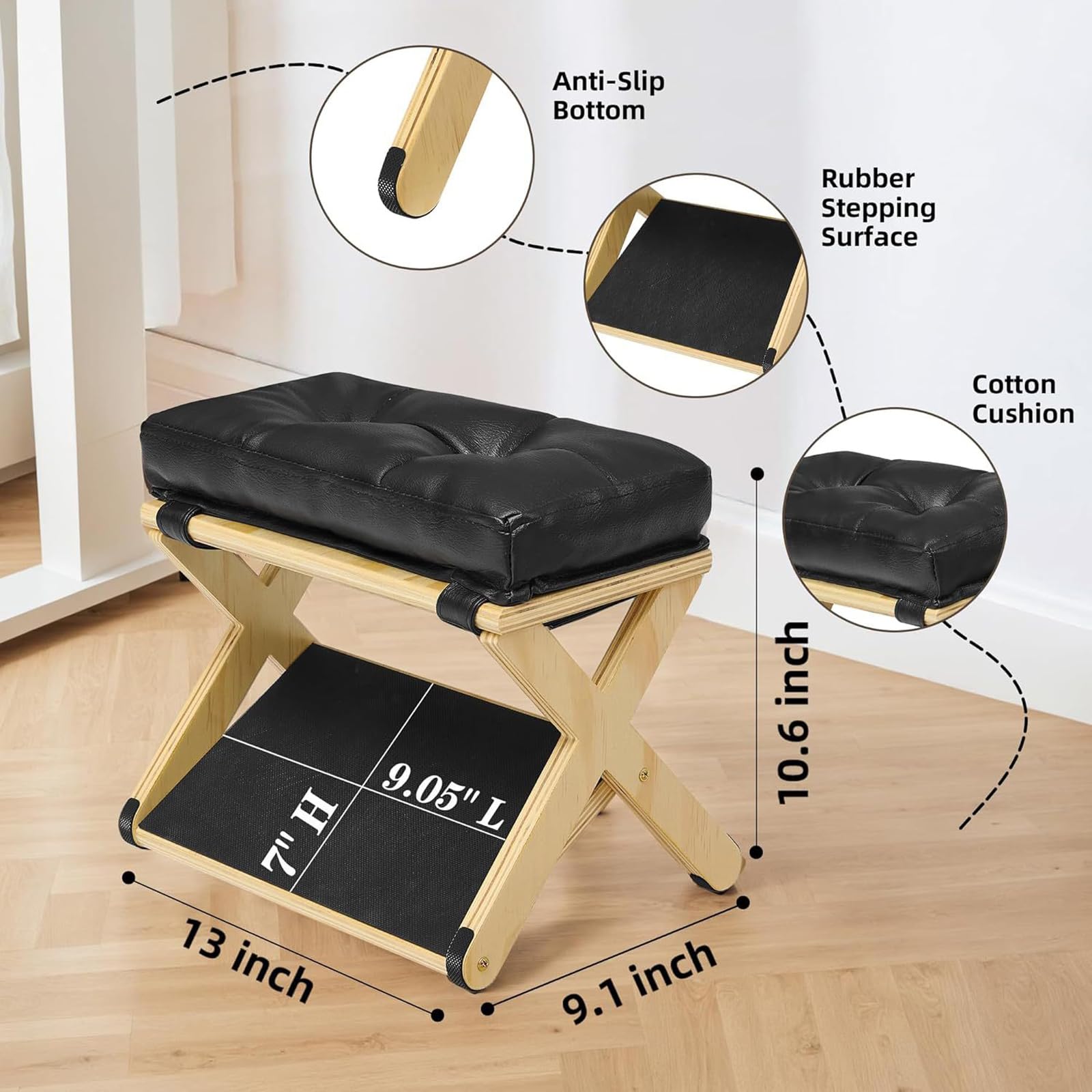 Podnóżek pod biurko, ergonomiczny podnóżek, podnóżek pod biurko, podnóżek biurowy, ulepszona ulga w ucisku, prostowanie, garbBlack,13x9x10in