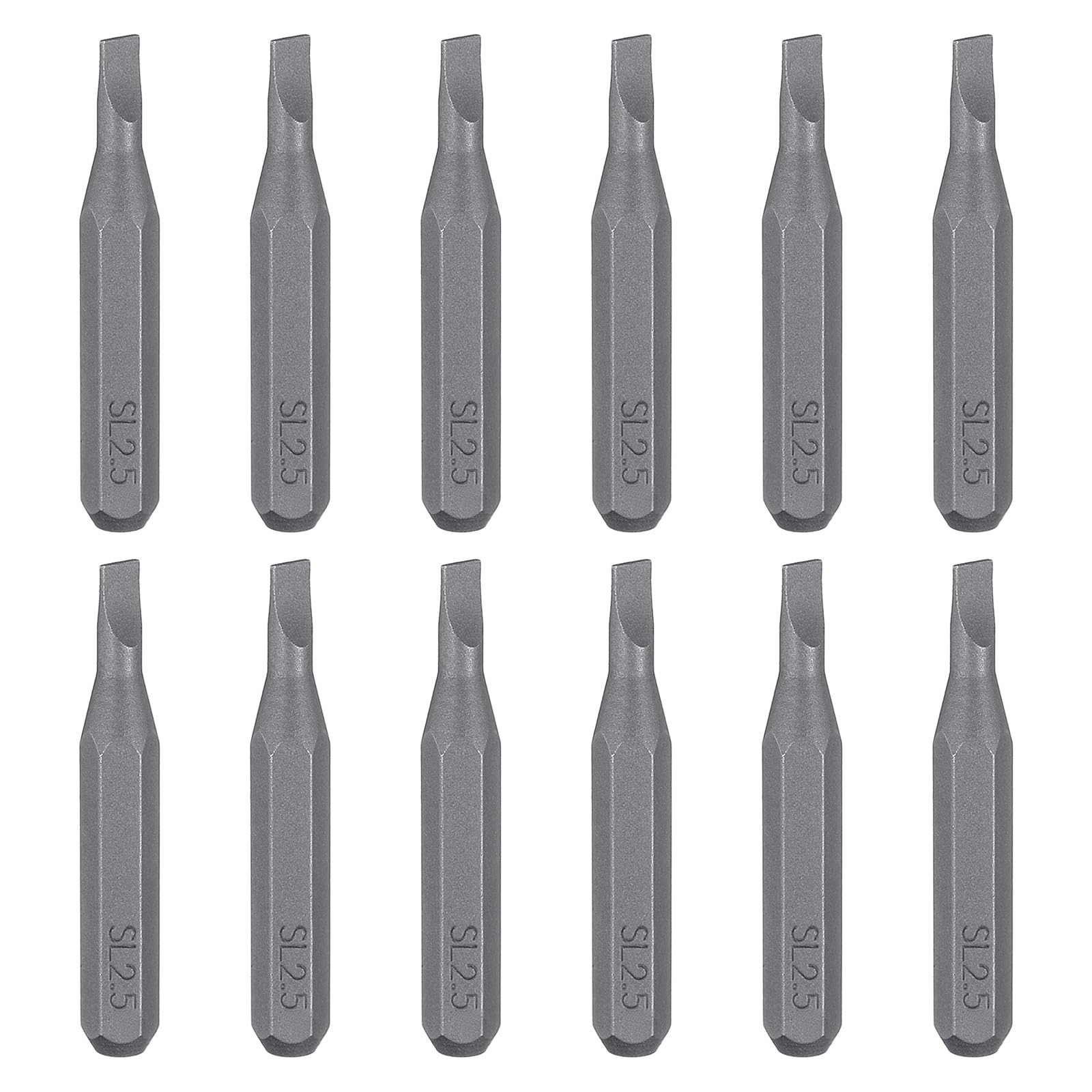 sourcing map 12pcs SL2.5 Slotted Screwdriver Bit 5/32" Hex Shank 28mm Length S2 Steel Magnetic Flat Head Screw Driver Bit for Electric Precision Repair