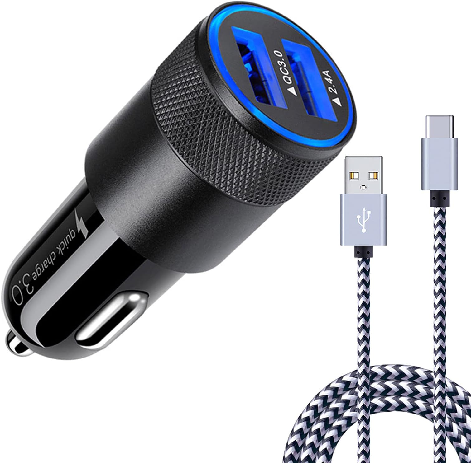 for Samsung Galaxy S26+ S26 S25 FE, Fast Car Charger Adapter with Type C 6ft Cable for Samsung Galaxy S25 Edge Ultra Plus S25+, S23 S22 S21 S20 S10e S10 S9 S8, Note 20 10 9 8, 5G, Quick USB Car Plug