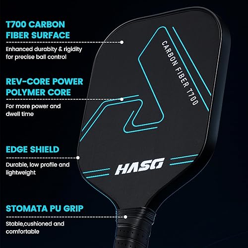 Miniatura 2 de Palas de pickleball T700, palas de pickleball profesionales de fibra de carbono cruda con núcleo de panal de 0.630 in, juego de palas de pickleball