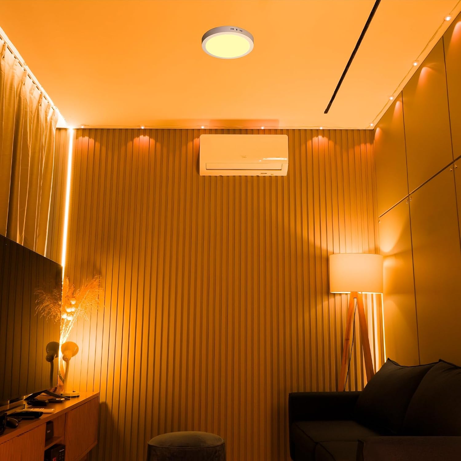 EKAZA Painel de LED Inteligente Wi-Fi e Bluetooth de Sobrepor Redondo RGB + Dimmer, 18W, 1500L, 2700k-6500k, Compatível com Google Assistente e Amazon Alexa - EKHM-T2018SR EKAZA Painel de LED Inteligente Wi-Fi e Bluetooth de Sobrepor Redondo RGB + Dimmer, 18W, 1500L, 2700k-6500k, Compatível com Google Assistente e Amazon Alexa - EKHM-T2018SR