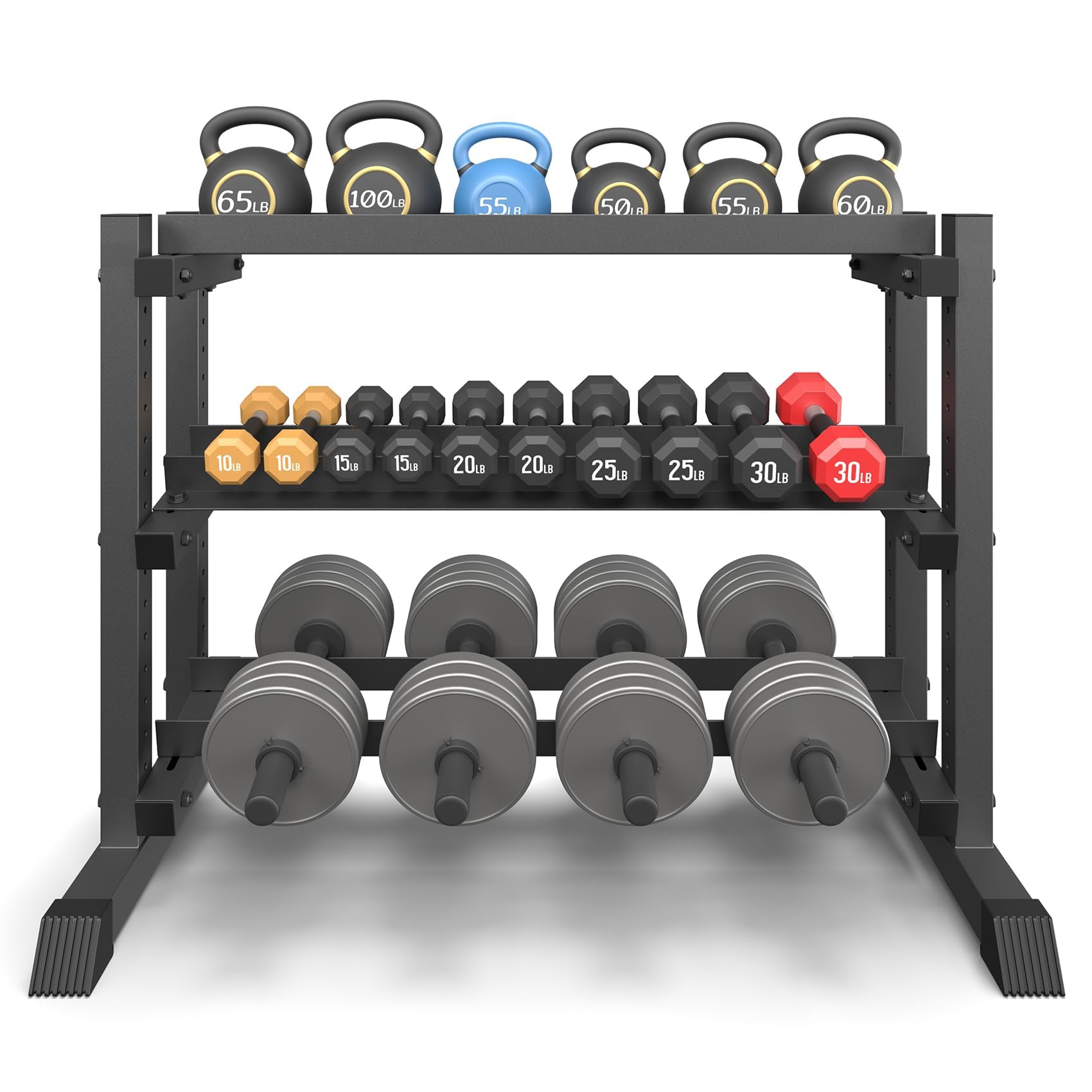 Photo 1 of **MISSING PARTS 
3-Tier Dumbbell Rack Stand Only, 1200LB Capacity Adjustable Weight Rack for Home Gym, Heavy-Duty Weight Stand for Dumbbells Kettlebells & Weight Plates(Rack Only)