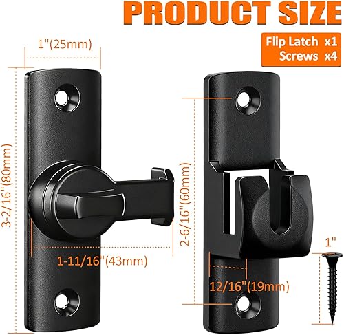 Miniatura 3 de Pestillo de puerta abatible mejorado, cerradura de puerta pequeña resistente de 90180 grados para seguridad y privacidad, pestillos antioxidantes de