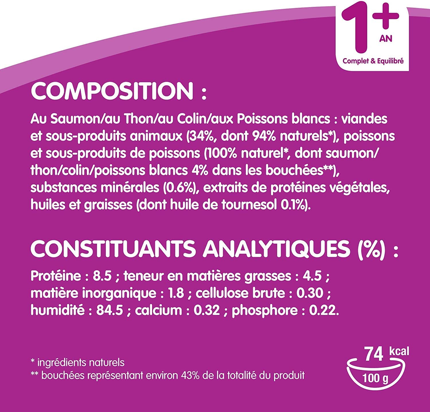 WHISKAS Repas pour Chat - 48 Sachets Fraîcheur (2 Packs 24x100g) - Pâtée en Gelée - Saumon/Colin/Poissons Blancs/Thon - Nourriture Complète, Ingrédients Naturels, Adapté Chat Stérilisé