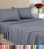 Utopia Bedding Jogo de cama king size com 4 peças - microfibra escovada - lençóis macios para cama king size - inclui 1 elástico, 1 lençol de cima e 2 fronhas - bolso profundo (cinza)
