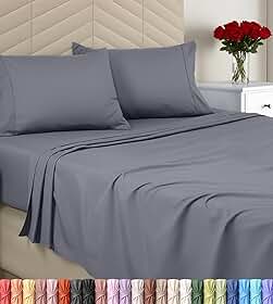 Utopia Bedding Jogo de cama king size com 4 peças - microfibra escovada - lençóis macios para cama king size - inclui 1 elástico, 1 lençol de cima e 2 fronhas - bolso profundo (cinza)