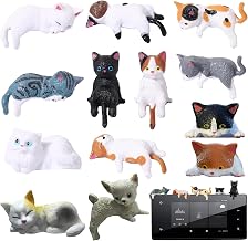 13 pièces Mini Figurines de Bureau de Chat, Figurines Mignonnes Petit Chat en résine pour Tableau Bord, Moniteur d'ordinateur, étagère et décoration Bureau, Petits Chats