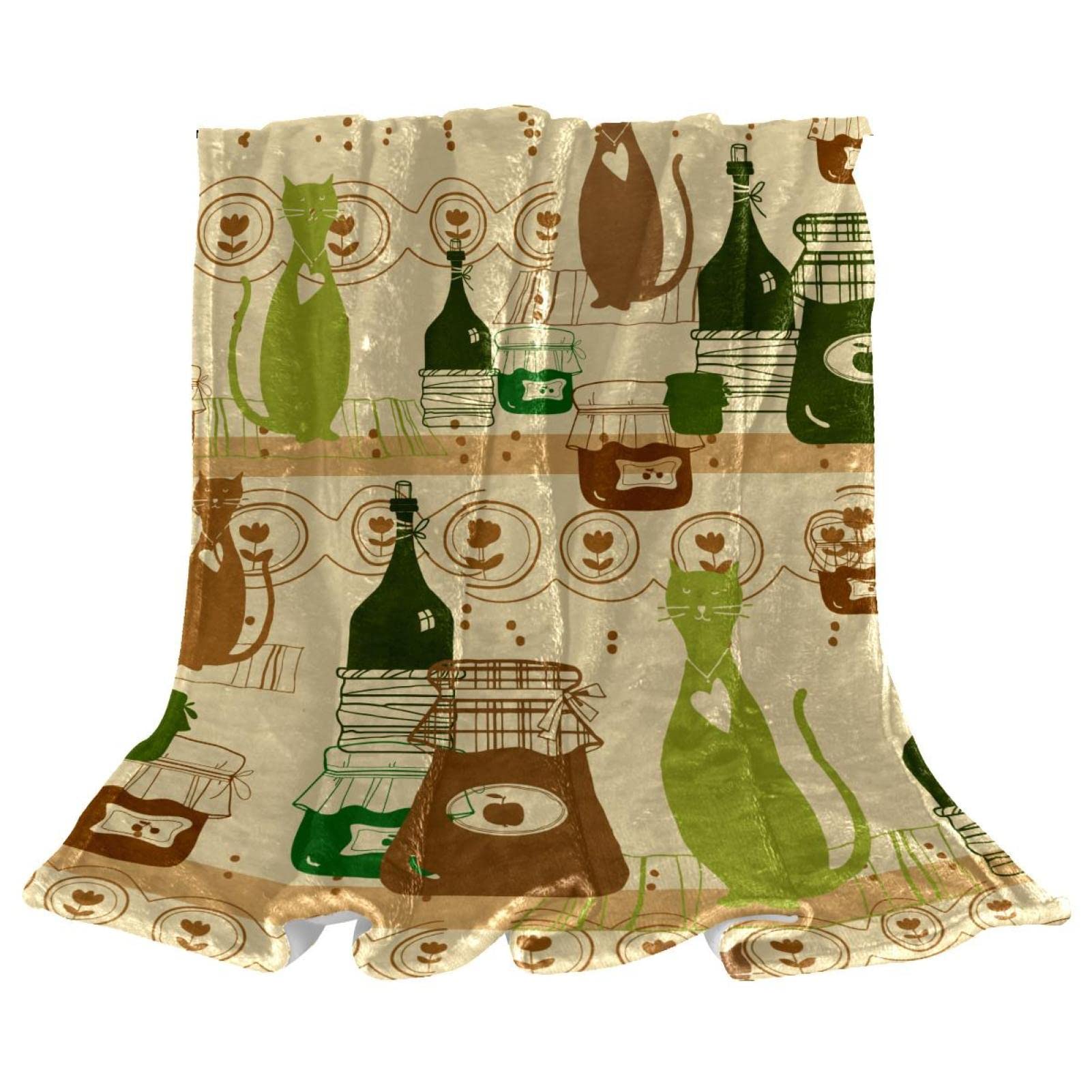 Couverture polaire de literie TBOUOBT imprimé chats vintage pour lit et canapé