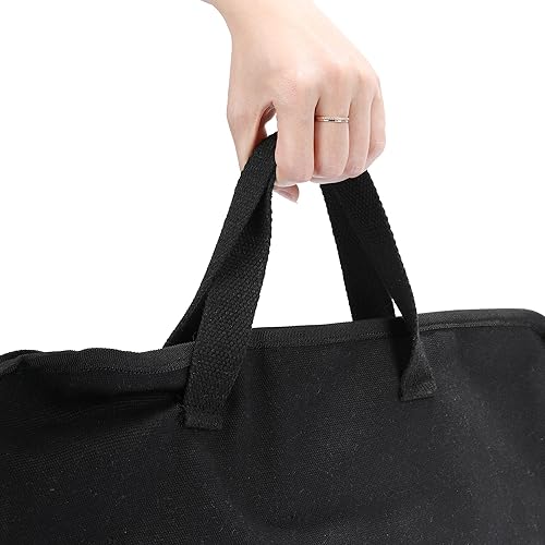 Miniatura 5 de Lona encerada resistente, estuche multiusos para cuchillos con 5 ranuras, mango duradero, banda elástica (negro)