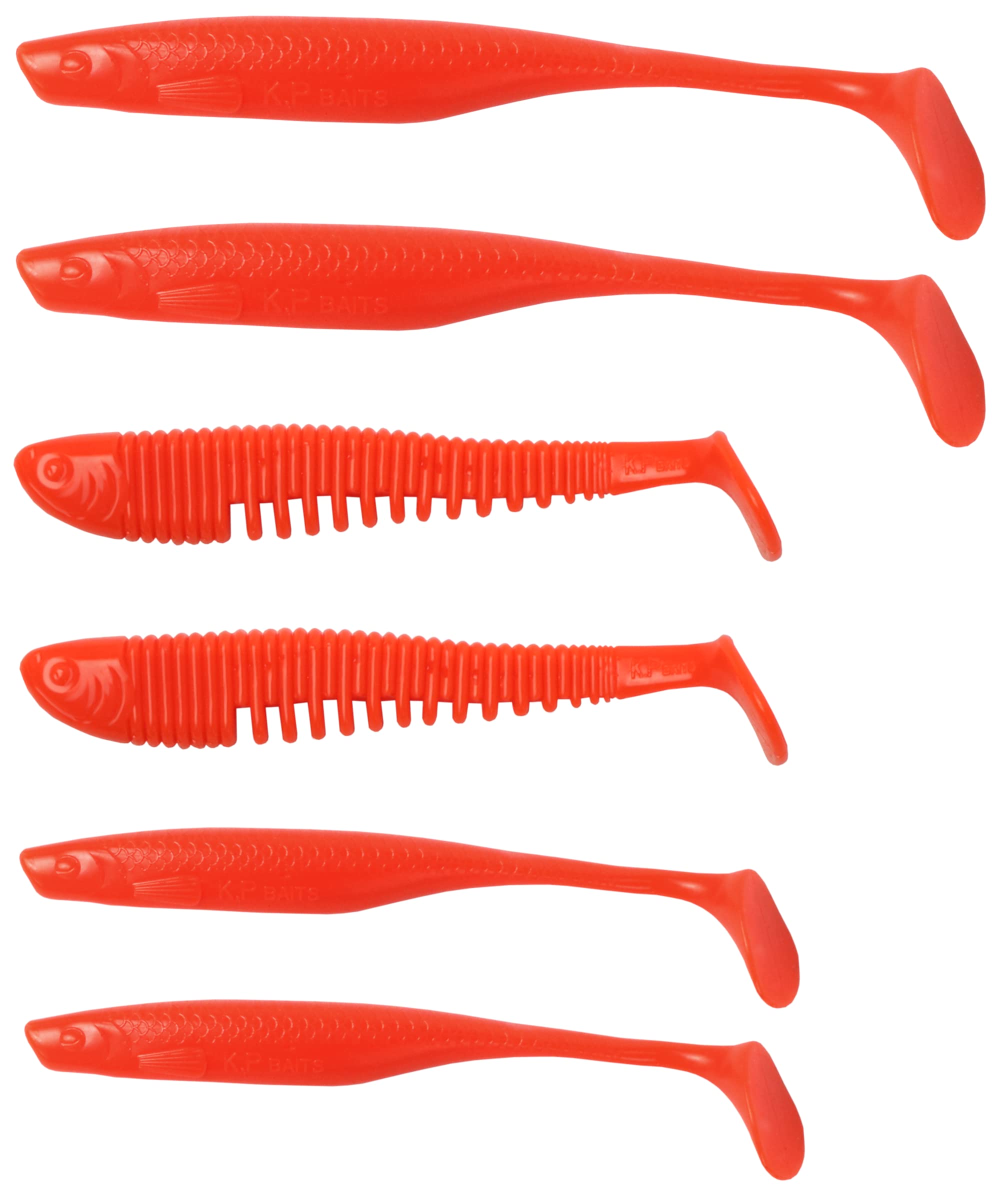 K.P Rubber Bait Set Rubber Fish 071 Zander Cod Perch UV Active Orange 10 cm + 12.5 cm