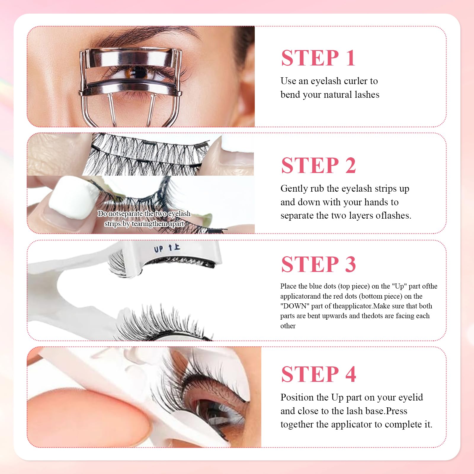8 Pares Pestañas Postizas Magneticas Naturales Efecto 3D Ojos De Gato Reutilizables Kit Pestañas Magneticas Naturales Magnetic Lashes Con 1 Rizador Peine Estuchealm Acenamiento Caja Embalaje — view 3
