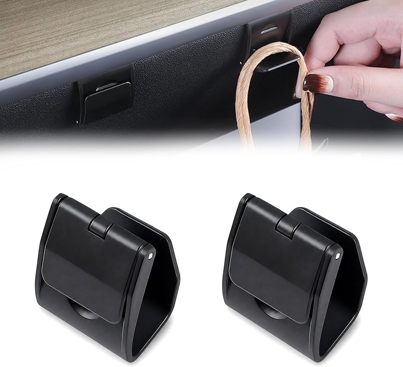 2PCS Car Glove Box Hook, Hidden Snap Glovebox Car Hook, ABS Glove Box Storage Hanger Clip, Automotive Purse Holder, Auto Interior Accessories Compatible with Tesla Model Y 2021-2024