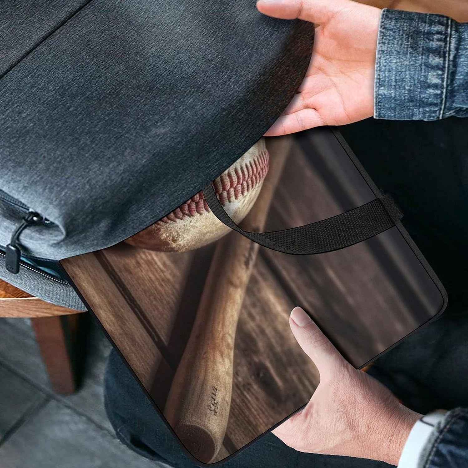 Baseball On Wooden Printed Laptop Case 15 Inch Laptop Bag Laptop Sleeve Water Resistant Computer Case Laptop Carrying Case Protective Laptop Handbag Bag Bussiness Carrying Handbag