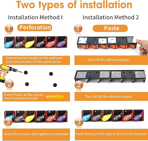 Miniatura 5 de YOTO Soportes verticales para cañas de pescar, 2 unidades, soporte para cañas de pescar montado en la pared con 2 bolas fijas de caña de pescar