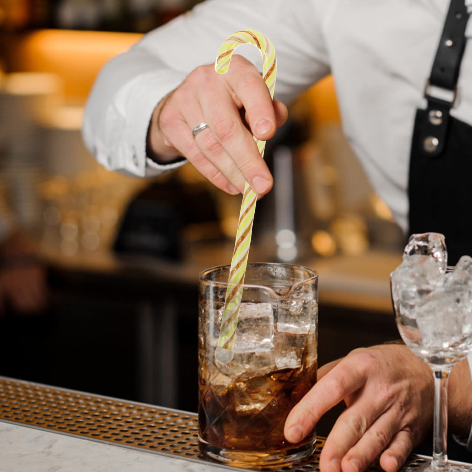 PRETYZOOM Multi Function Stirring Rods Extended Striped Cocktail Mixing Sticks for Bar Home and Coffee Shop Use Easy to Clean Reusable for Cocktails