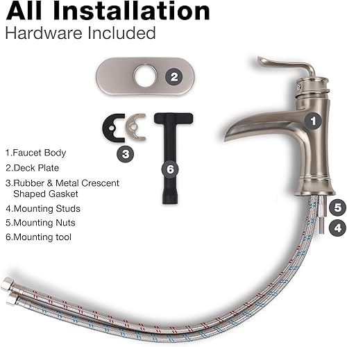 Miniatura 6 de Grifo de cascada, grifo de baño, cascada, ahorro de agua, 1.2 GPM, cartucho de disco de cerámica sin plomo para fregadero central de 4 pulgadas con