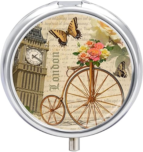 Pastillero Torre Mariposa y Bicicleta Lindo Pastillero Diario Pastillero Organizador de Pastilleros 2 Compartimentos