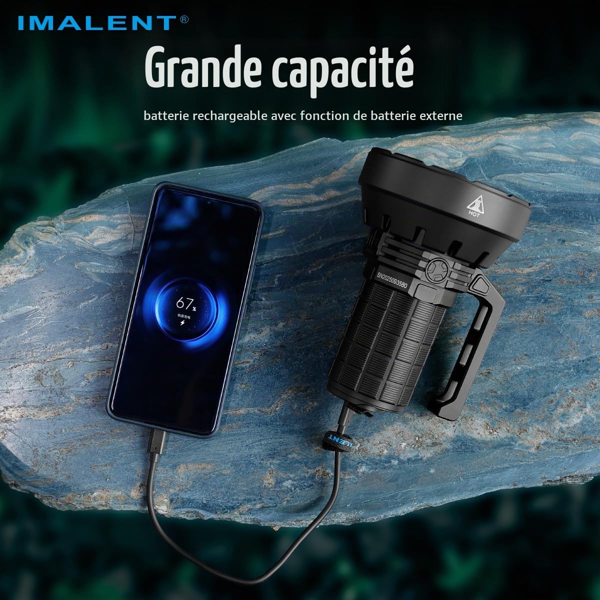 IMALENT SR16 Mini Lampe Torche Puissante Rechargeable 55 000lumens, Longue Portée de 1715m- Lampes LED 16 Ampoules CREE XHP50.3 - Poignée légère idéale pour la pêche, l'industrie et la police