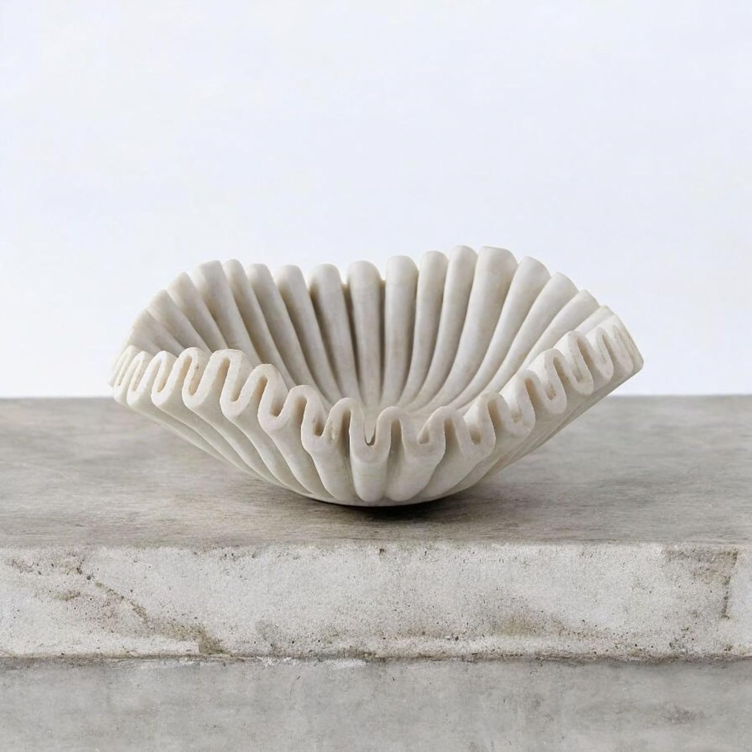 HOME Marble Urli Bowl | Handmade Decorative Bowl from Natural Marble | Elegant Home & Festive Décor (6 INCH)