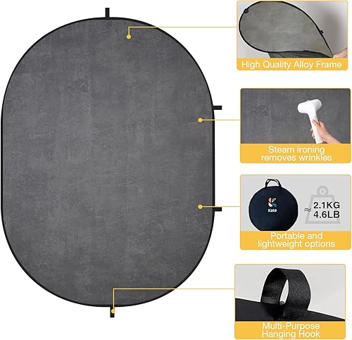 Miniatura 7 de Kate Telón de fondo plegable para fotografía, fondo plegable de doble cara gris 2 en 1, para fotografía, para fotógrafos, video, para fotos, para