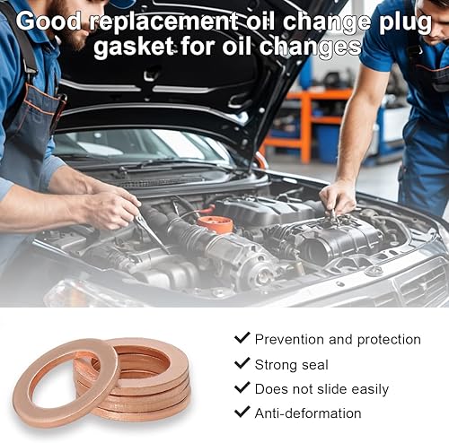 Miniatura 3 de 10 juntas de tapón de drenaje de aceite, juntas de sellado de aceite Cooper Crush de 0.551 in, juntas de tapón de drenaje de repuesto automotriz