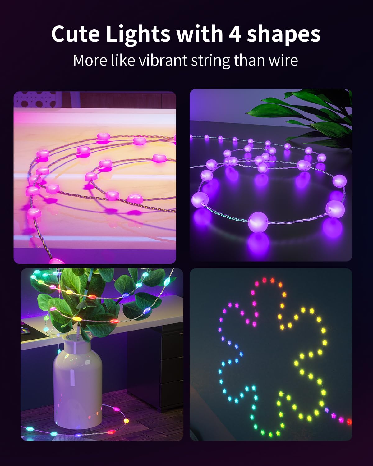 Decorative Lights, 22.9 FT 100 RGB LED Ball String Lights,USB-Powered Fairy Light with Transparent Twisted Wire,Remote and APP Control,Smart LED Lighting Decor for Door,Window,Wall,Garden,Party