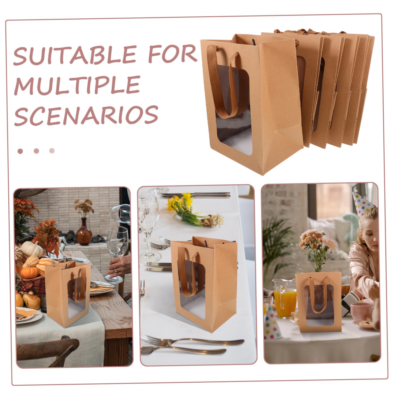 Vaguelly 12 Piezas Bolsas con Ventana Transparente para Fiestas Práctico y Reutilizable