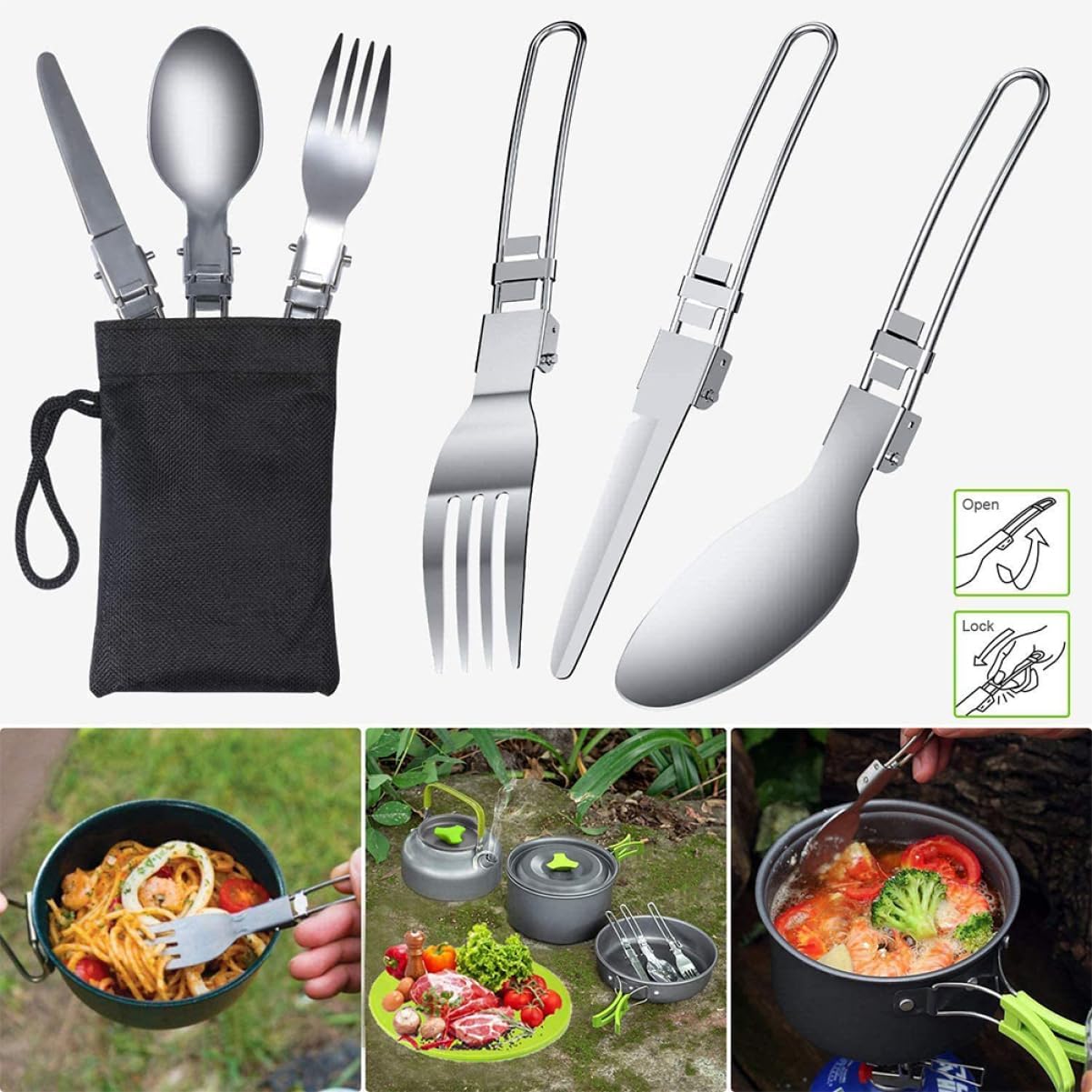 TOYANDONA 1Set Outdoor Camping Cooker Complete Cooking Kit for Camping Portable and Durable Cookware with High Temperature Resistance Includes Pot Frying Pan Teapot and Utensils