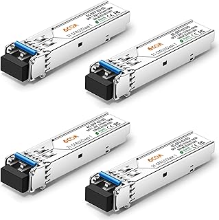 4Pack 1.25G SFP Transceiver, 1000Base-LX Module, 1310nm LC Single Mode Module, up to 10 km, for Cisco GLC-LH-SMD/GLC-LH-SM/SFP-GE-L, Ubiquiti, Netgear, D-Link, Supermicro