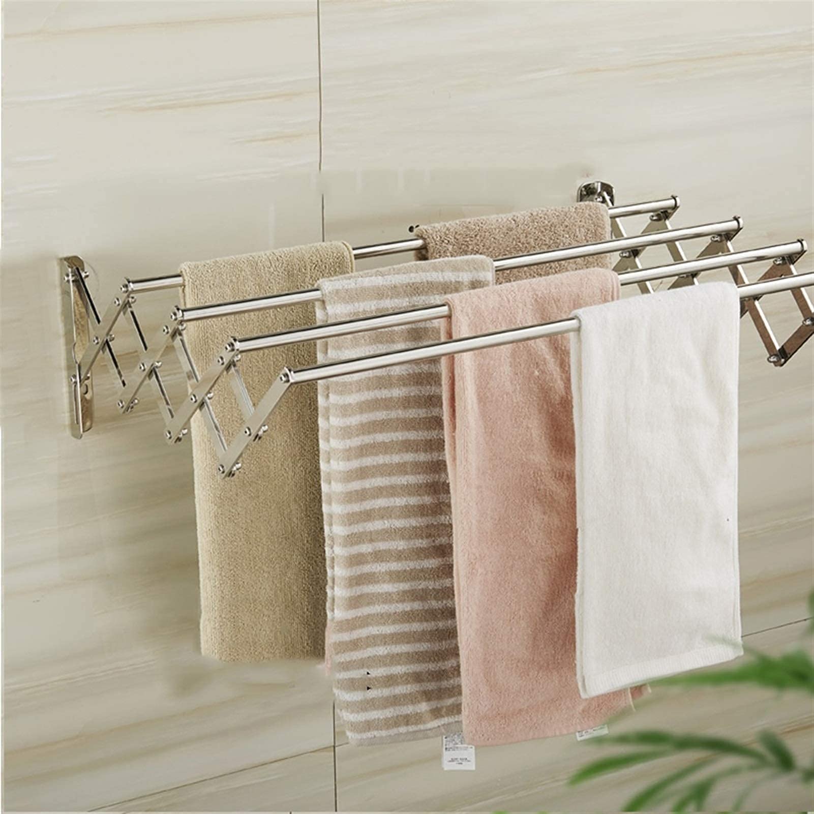Airer Étendoir à linge mural économiseur d'espace supports pliables en acier inoxydable intérieur/extérieur pliable avec étagère de rangement murale en option pour salle de serviettes à la mode