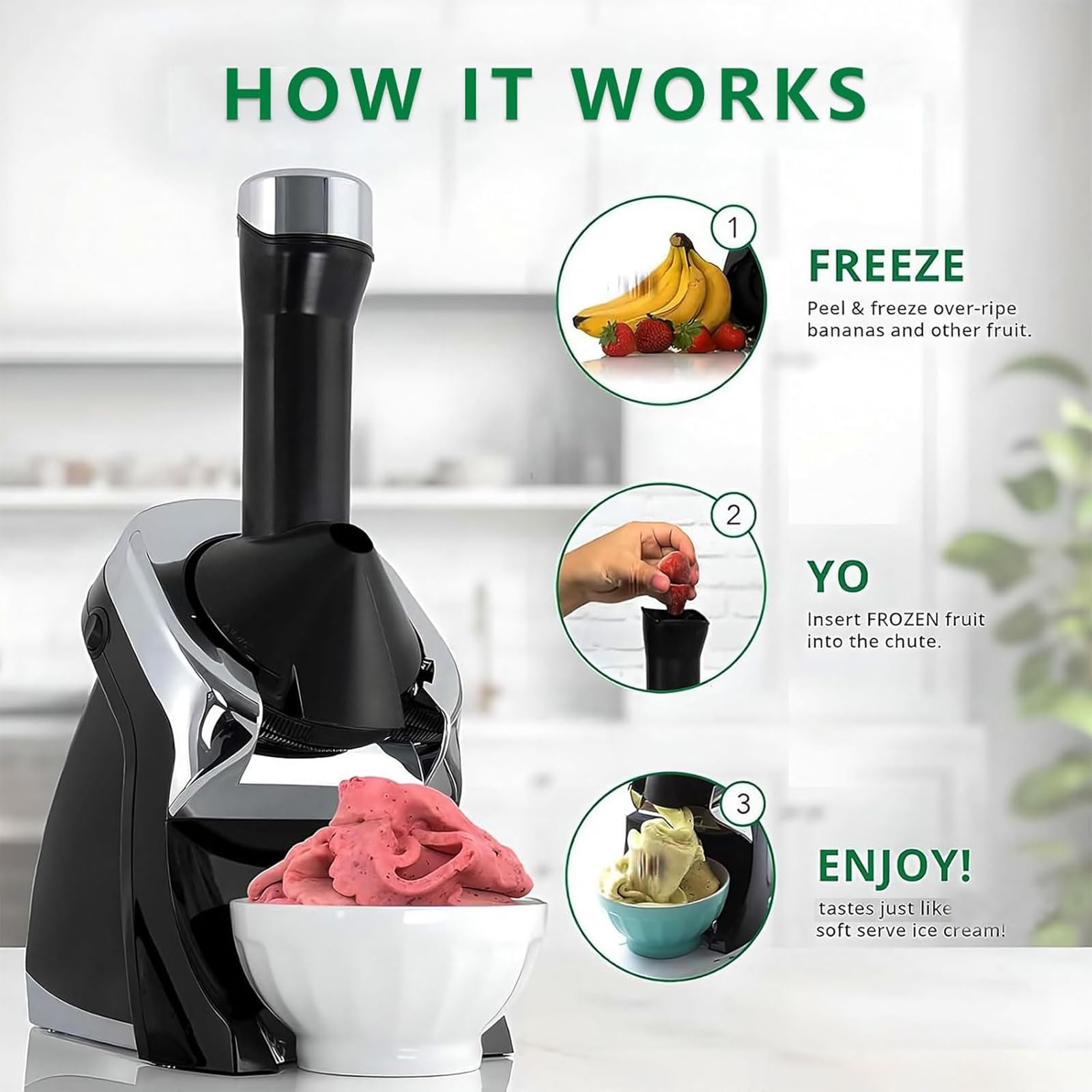 Soft Serve Maker per dessert surgelati senza latticini, soft serve alla frutta, sorbetto e frozen yogurt