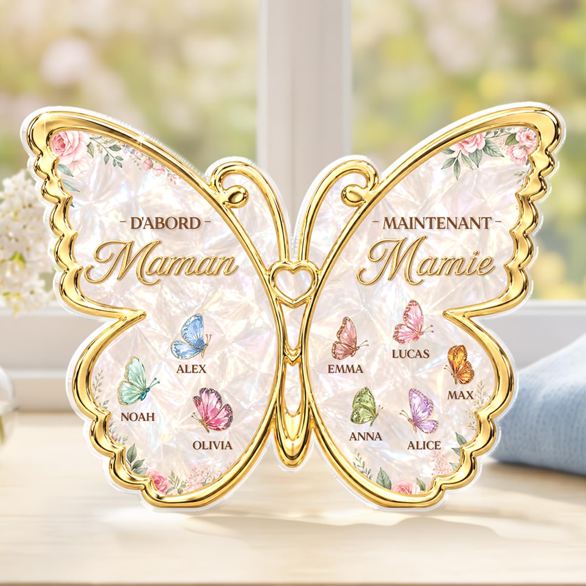 Cadeau Plus Bloc Acrylique Personnalisée - D'abord Maman Maintenant Mamie - Cadeau Fete Des Meres, Cadeau Maman Personnalisé, Cadre Mamie, Cadre bonne fête maman, Cadeaux Grand-mère (Modèle #1)