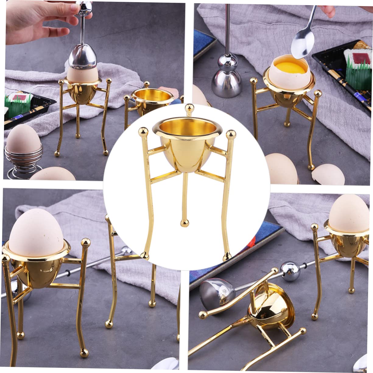 PRETYZOOM 3 Pièces Casier à Oeufs Porte-Oeufs Triangle Support D'oeufs à La Coque Coquetier Tasse Séparateur D'oeufs à La Coque Support à Oeufs De Cuisine Tasse De Cuiseur à Oeufs Œuf Cuivre