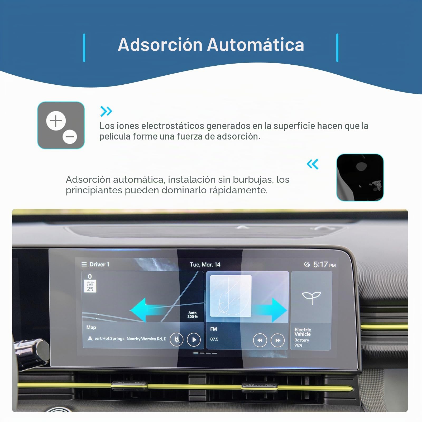 GAFAT Compatible con Hyundai Kona SX2 2024-2026 2027 12,3" Navigation Protector de Pantalla, Kona 2025 Accesorios Nano Protector, Antigolpes, 6H Antiarañazos [2 PZS]