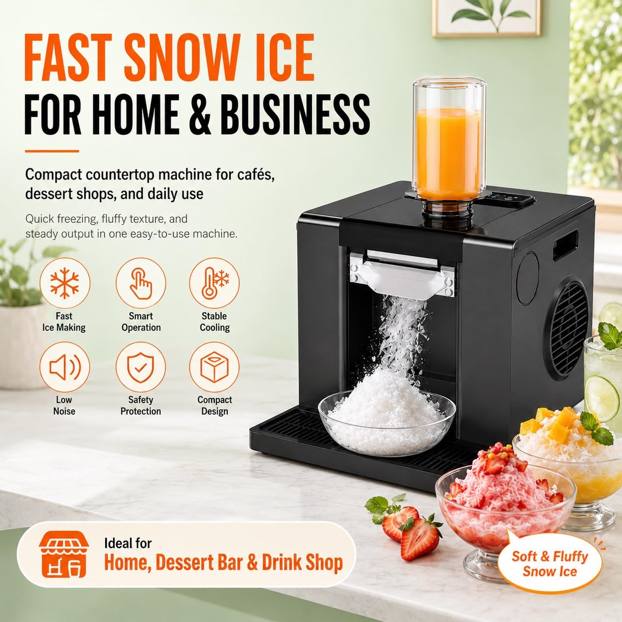 Máquina De Hielo En Escamas, Máquina For Hacer Copos De Nieve | , Máquina de hielo raspado,Motor 350w, 3 Velocidades, Dispensador de Porciones, for Snack Bar, Cafetería