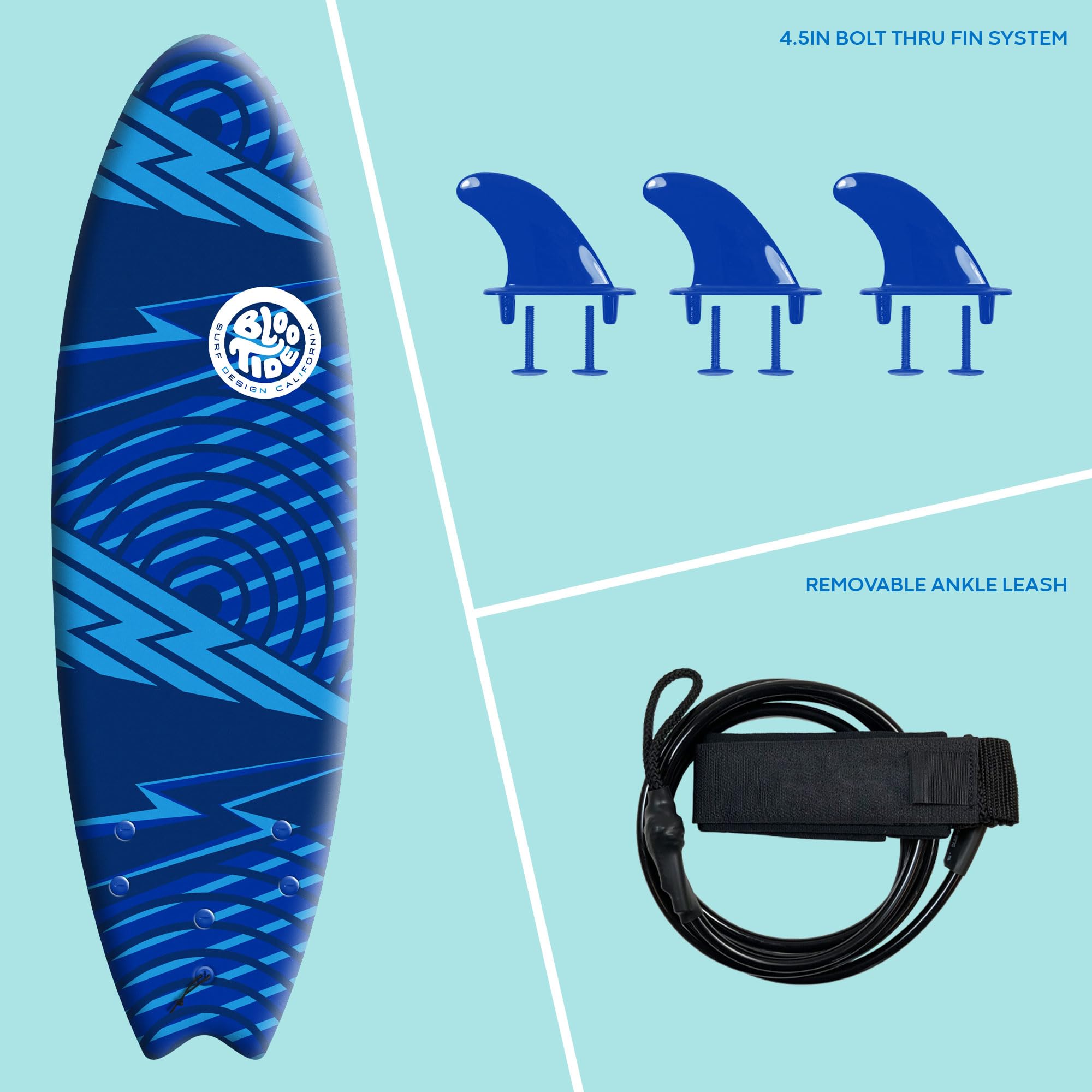 Amazon.com : Bloo Tide 6' Swallow Tail Soft Surfboard : Sports