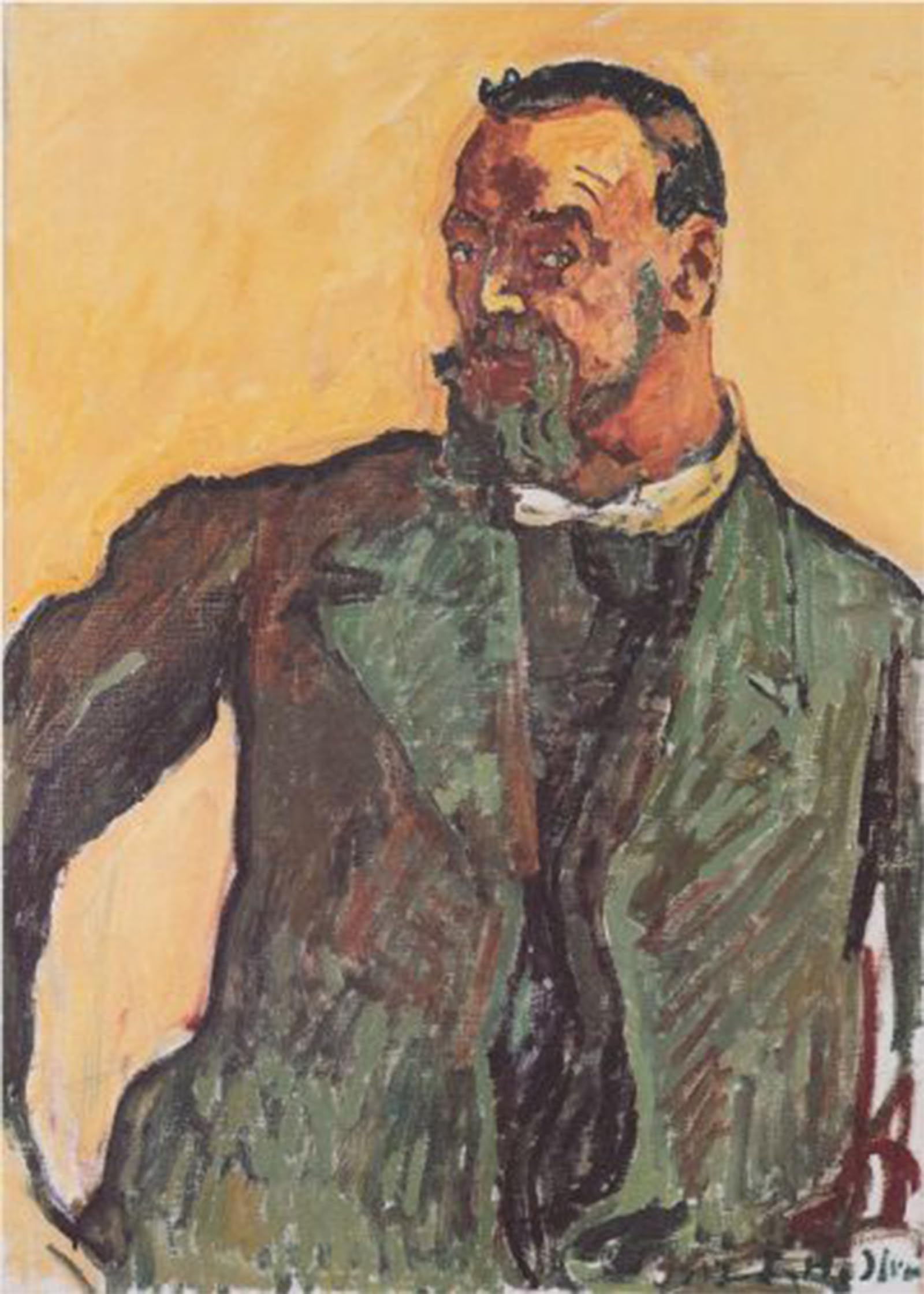 SERENDIPITP Vintage Wall Art Canvas Nordic Poster Canvas Print Picture Self Portrait with Green Tunic by Ferdinand Hodler Wall Art Poster for Home Decor 60x90cm