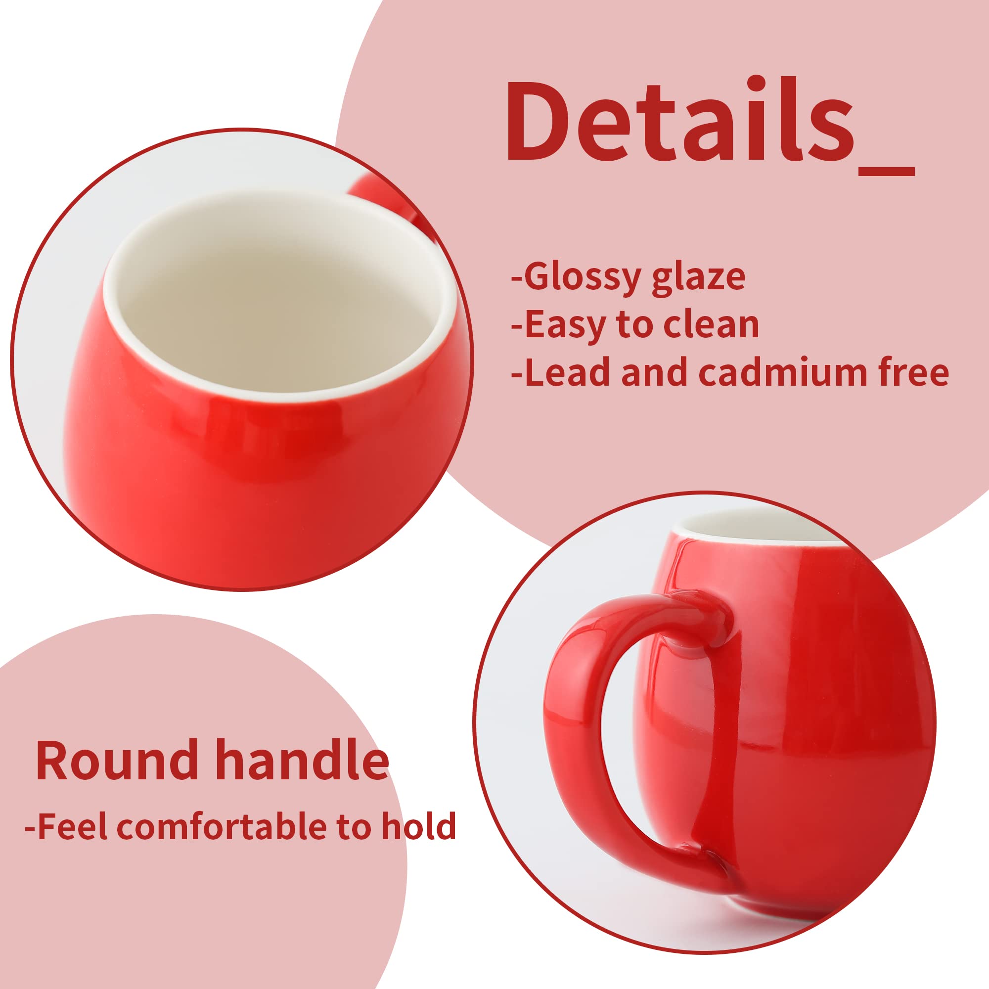 superyes Christmas Red Coffee Mugs Set of 6 for Latte Cappuccino Cup Ice Cream Hot Chocolate 12oz, 12 oz (Set of 6) - Image 4