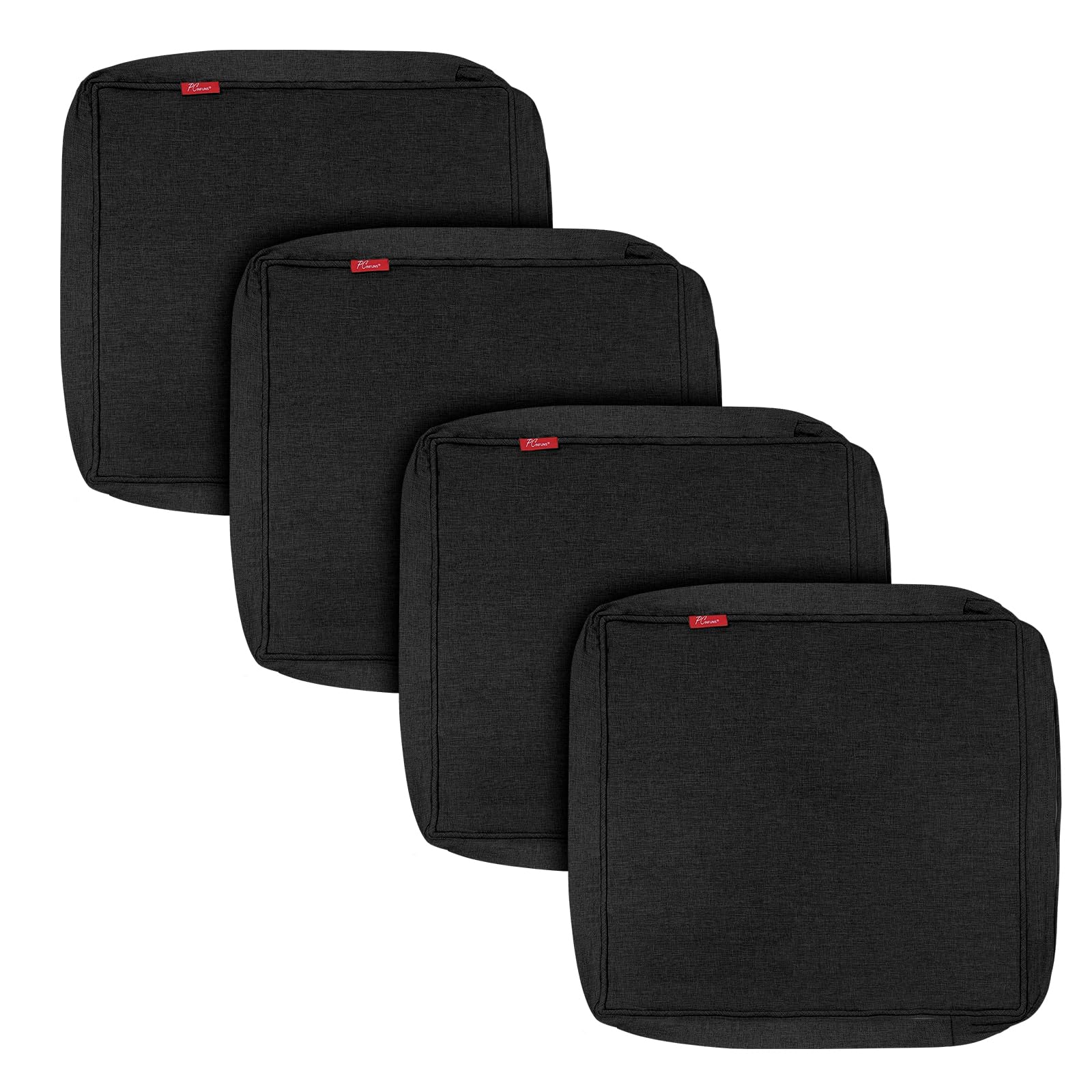 Pcinfuns Outdoor Cushion Covers 24x22x4 Inch,Patio Cushion Covers Replacement,Water Resistant Chair Pads Cover,4 Pack,Black