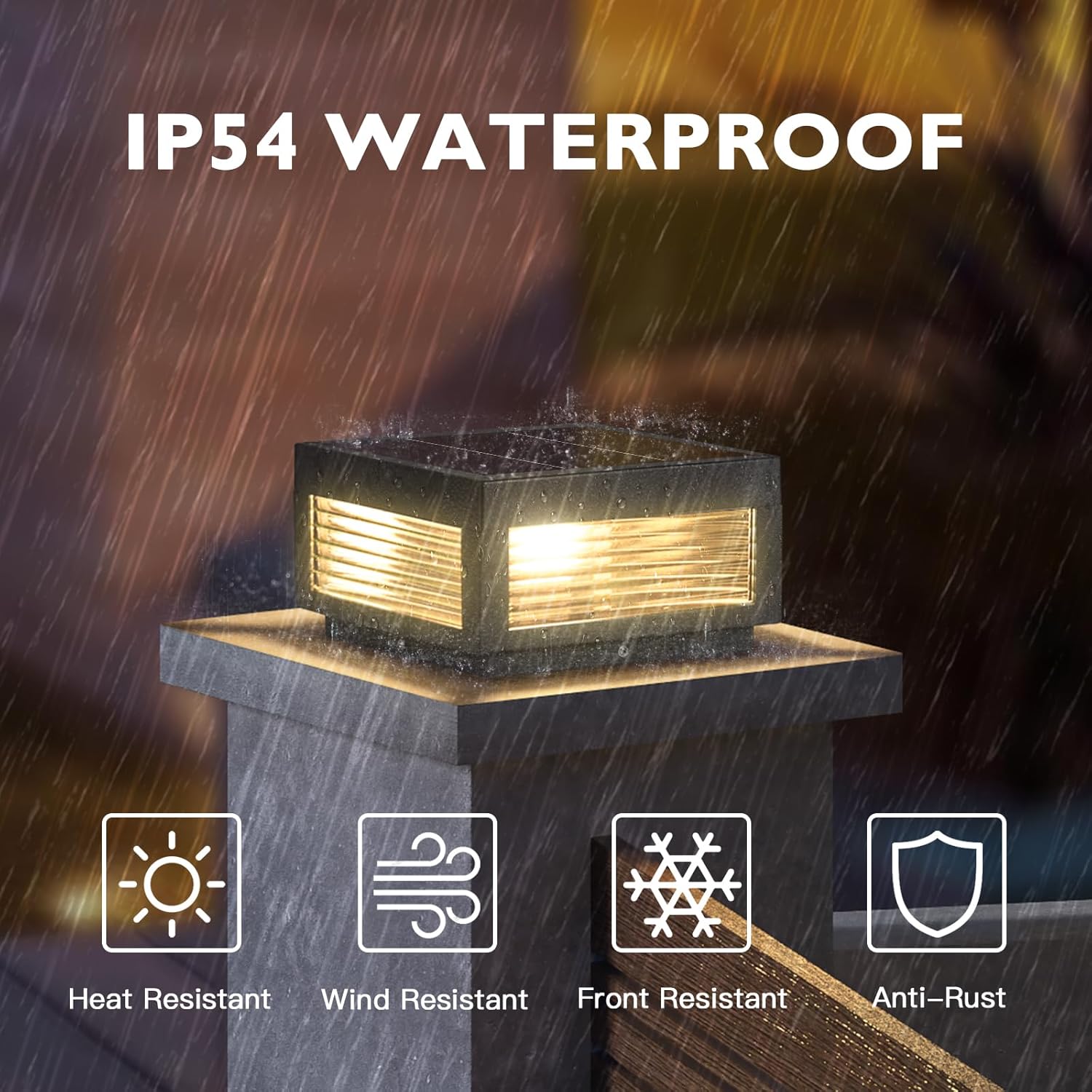 Solar Post Lights, 9.84'' Pillar Lamp Posts IP54 Waterproof Modern Column Lamps Dusk to Dawn 3000K LED Square Lanterns for Patio Porch Fence Garden Driveway Decoration