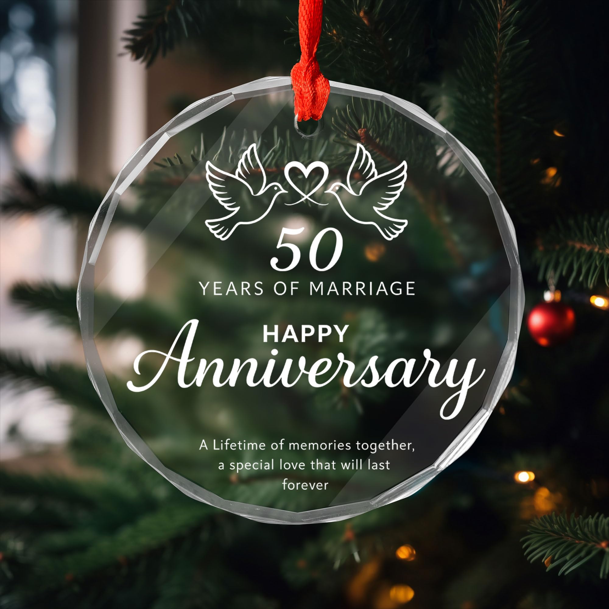 50th Anniversary Marriage Gifts for Couple, 50th Anniversary Wedding Gifts, 50 Wedding Ornaments Couple Wedding Engagement for Couple, Her Him, Wife Husband, Parents (Style 2)