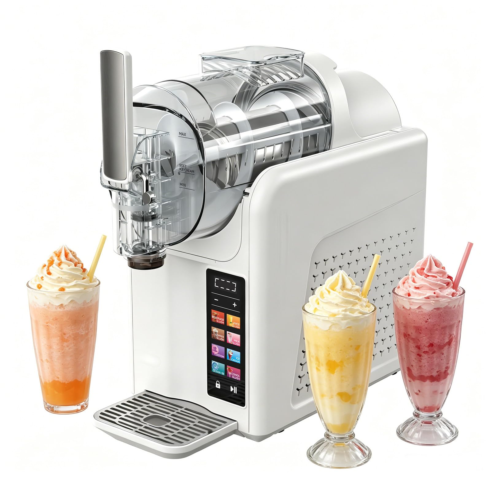 68oz Slushie Machine, Liquid Capacity Freezing Drink Maker, with 6 Presets Programs, LED Display, Self Cleaning, Slushy Maker for Slushy, Freezing Drink, MilkShake, Margaritas, Frappés White