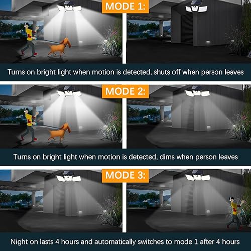Miniatura 5 de Luz solar para exteriores, rotación de 360, luz LED con sensor de movimiento, 3500lm súper brillante, impermeable IP65 (paquete de 2)