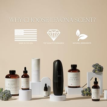 Levona Scent Essential Oil - Fresh Aroma for Home, Office, Hotel & Spa, Ideal for Humidifiers & Diffusers, Hotel Fragrance with Bergamot, Lemon & Lemongrass - 10ml / 0.33 fl oz, 24K Allure